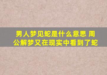 男人梦见蛇是什么意思 周公解梦又在现实中看到了蛇